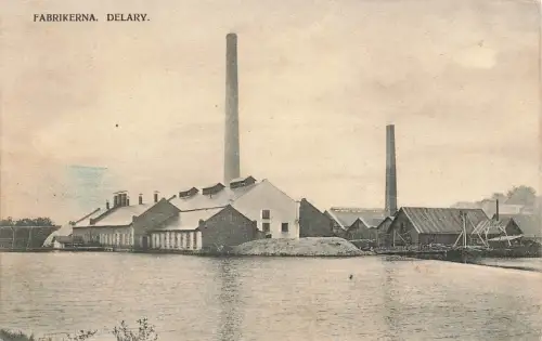 AK Delary Fabrikerna Fabrikanlage Schweden 1911 gelaufen Postkarte