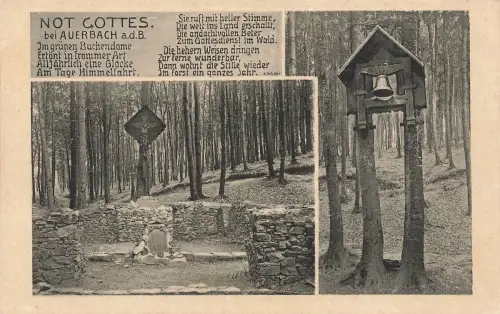 AK Auerbach Andachtsplatz Not Gottes Glocke Baden-Württemberg Spruchpostkarte