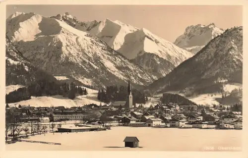 AK Oberstdorf Wintersportplatz Berge Schnee Bayern gelaufen Postkarte