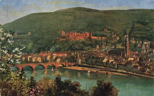 AK Heidelberg alte Brücke Heidelberger Schloss Baden-Württemberg Postkarte