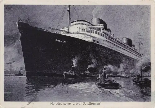AK Vierschrauben Turbinen Schnelldampfer Bremen Norddeutscher Lloyd Postkarte