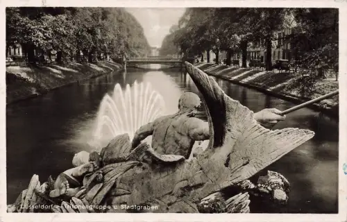 AK Düsseldorf Tritongruppe Stadtgraben Nordrhein-Westfalen 1941 Postkarte