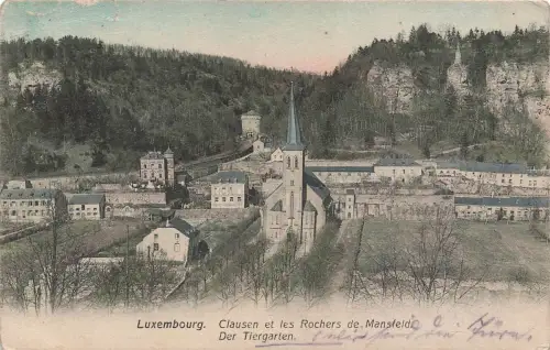 AK Luxembourg Clausen et les Rochers de Mansfeld Tiergarten Feldpostkarte
