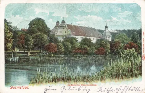 AK Darmstadt Jagdschloss Kranichstein Hessen 1900 gelaufen Postkarte