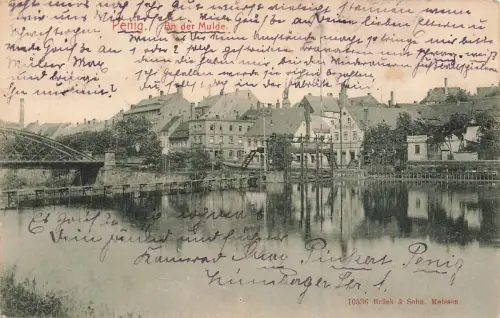 AK Penig a. d. Mulde Bad Anstalt Brücke Sachsen 1921 gelaufen Postkarte