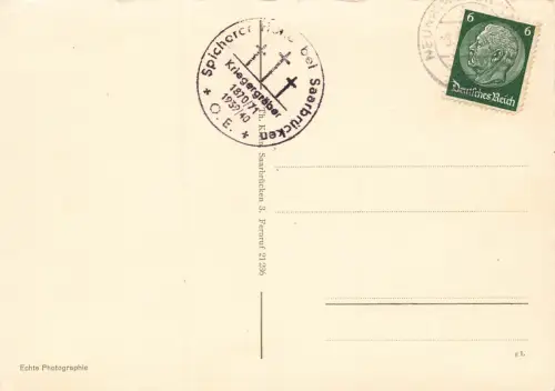 AK Saarbrücken Spicherer Höhen Pferde Wagen Saarland 1941 gelaufen Postkarte