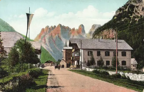 AK Landro Monte Cristallo Dolomiten Gasthaus Berge Italien Werbepostkarte