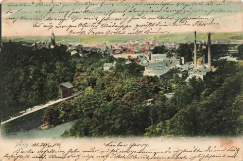 AK Penig Stadtansicht Kirche Sachsen 1904 gelaufen Postkarte