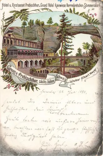 AK Sächsische Schweiz Hotel Restaurant Prebischthor Sachsen Postkarte