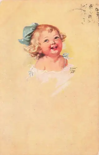 AK Wally Fialkowska Kinderporträt lachendes Mädchen 1928 Künstlerkarte