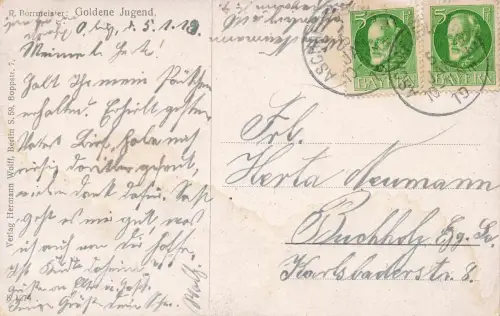 AK R. Borrmeister goldene Jugend Mutter mit Kind Hund 1919 Künstlerkarte