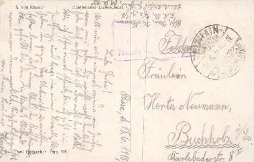 AK A. Riesen Affe laust weinendes Baby in Waschschüssel 1918 gelaufen Feldpost