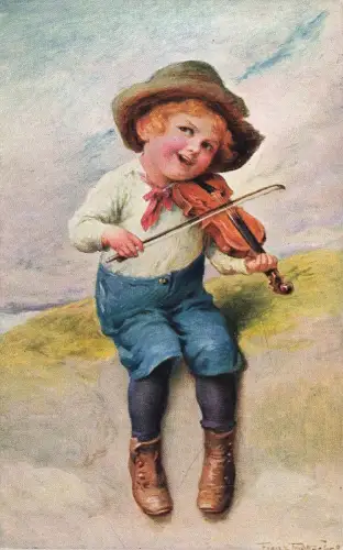 AK Franz Würbel kleiner Geiger spielender Junge Nr. 404/1 1926 Künstlerkarte