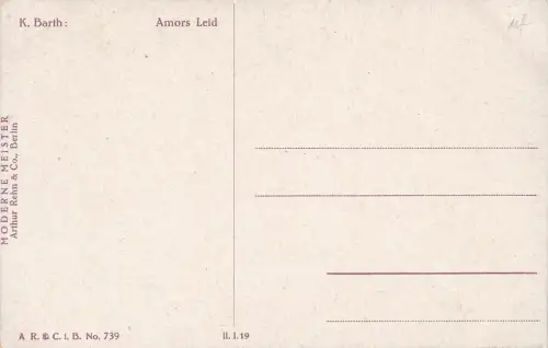 AK K. Barth Amors Leid Armor weint am Baum Herz Liebeskummer Künstlerkarte