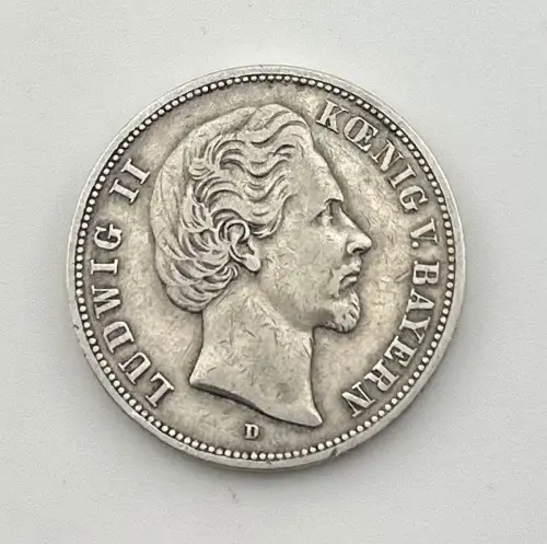 5 Mark Ludwig II Bayern 1874 D Kaiserreich Silbermünze