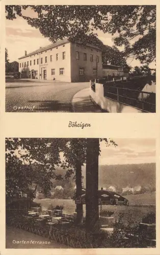 AK Böhrigen Gasthof Gartenterasse Sachsen 1938 gelaufen Postkarte