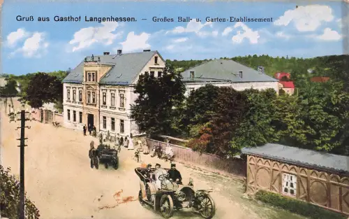 AK Langenhessen Großes Ball u. Garten Etablissement Sachsen 1916 Feldpostkarte