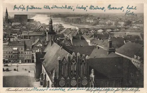 AK Frankfurt Oder Gesamtansicht Marienkirche Brandenburg 1933 gelaufen Postkarte
