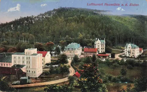 AK Luftkurort Neumühle a. d. Elster Luftkurort Thüringen 1924 gelaufen Postkarte