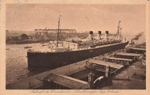 AK Dreischrauben Schnelldampfer Cap Polonio Ankunft 1926 gelaufen Postkarte