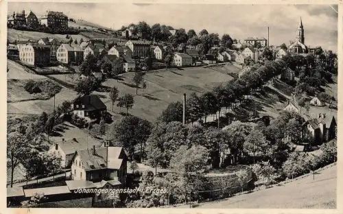 AK Johanngeorgenstadt Teilansicht Kirche Erzgebirge Sachsen gelaufen Postkarte