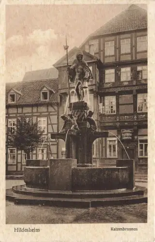 AK Hildesheim Katzenbrunnen Neustädterschenke Niedersachsen 1928 Postkarte