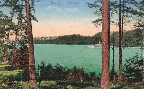AK Masuren Mazury Beldahnsee Dampfer Ostpreussen ungelaufen Postkarte