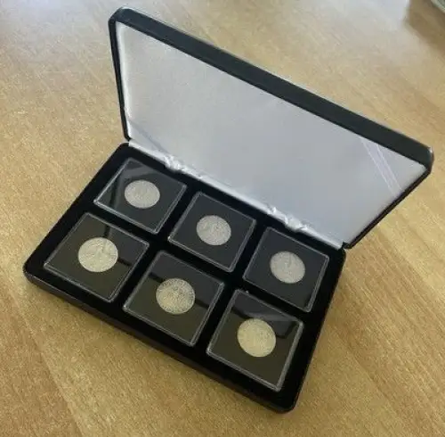 Münzsatz 2 Reichsmark Martin Luther 1933 A,D,E,F,G,J im Etui