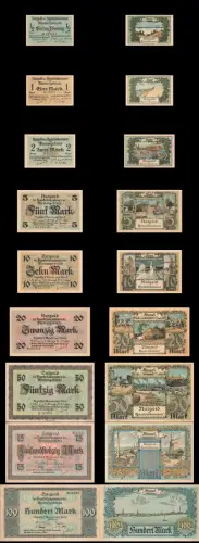 9 x Notgeld MEMEL Stadt Klaipėda Memelgebiet Ostpreußen Litauen