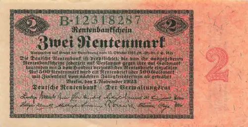 RENTENBANKSCHEIN 2 Rentenmark, 01.11.1923, DEU-200a