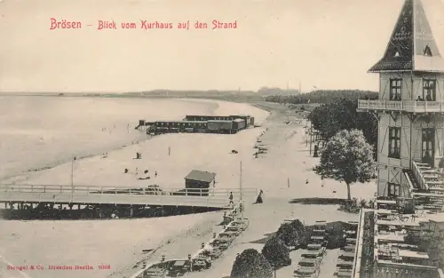 AK Brösen Brzeźno Kurhaus Strand Danzig ungelaufen Postkarte