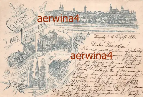 Gruss aus Liegnitz Schlesien Postkarte AK Vorläufer 1894