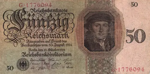 Reichsbanknote 50 Reichsmark 1924 DEU-176a N/G