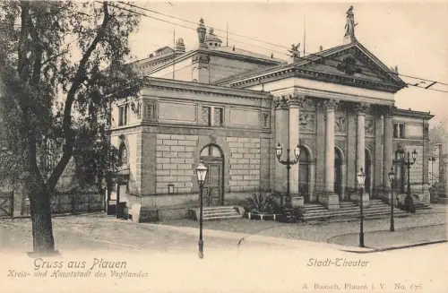 AK Plauen Stadtheater Sachsen Vogtland ungelaufen Postkarte