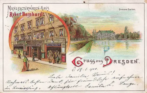 AK Dresden Manufacturwaren Haus Robert Bernhard Sachsen 1900 Postkarte Litho