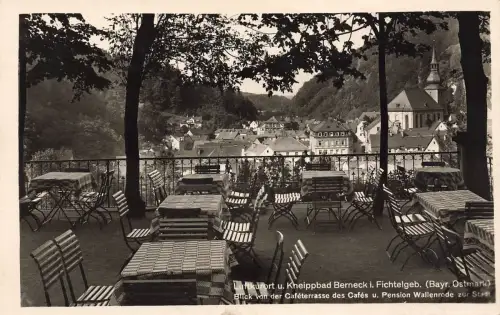 AK Berneck Luftkurort Cafeterasse Stadtblick Fichtelgebirge Bayern Postkarte