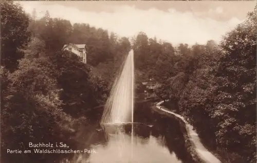 AK Buchholz Waldschlösschen Park Sachsen 1925 gelaufen Postkarte