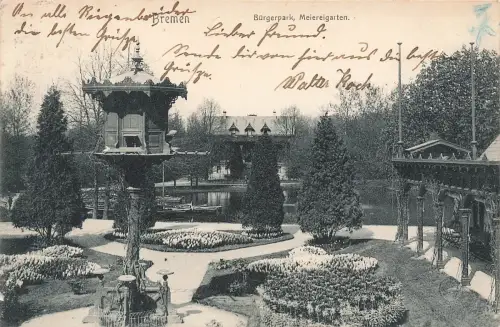 AK Bremen Bürgerpark Meiergarten Bremen 1904 gelaufen Postkarte