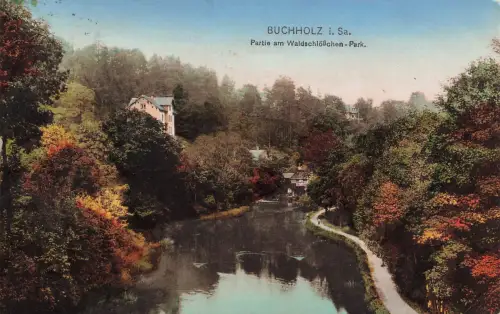 AK Annaberg Buchholz Partie am Waldschlößchen Park Sachsen 1927 Postkarte