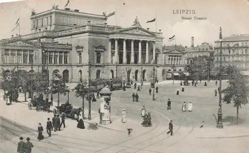 AK Leipzig Neues Theater Sachsen 1923 gelaufen Postkarte