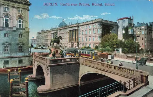 AK Berlin Kurfürsten-Brücke Schloss Berlin 1924 gelaufen Postkarte