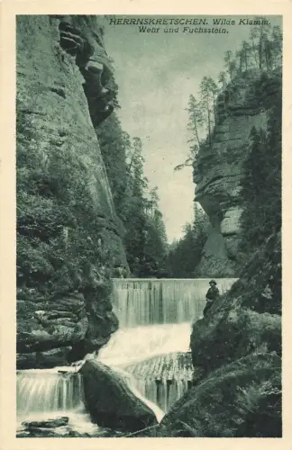 AK Herrnskretschen Wilde Klamm Wehr und Fuchsstein Böhmen 1928 Postkarte