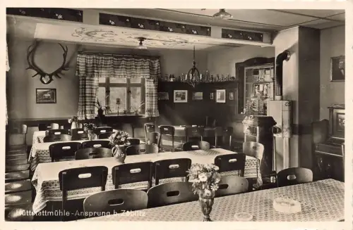 AK Ansprung Hüttstattmühle Gaststube Innenansicht Sachsen Erzgebirge Postkarte