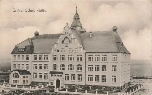 AK Gröba Zentral Schule Sachsen 1918 gelaufen Feldpostkarte