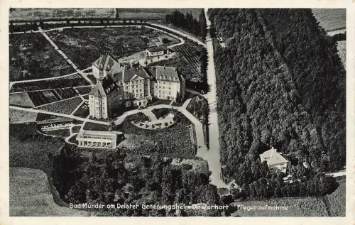 AK Bad Münder Fliegeraufnahme Genesungsheim Deisterhort Niedersachsen gelaufen