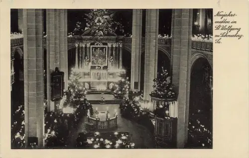 AK Schneeberg Kirche St. Wolfgang Sachsen Erzgebirge 1935 gelaufen Postkarte