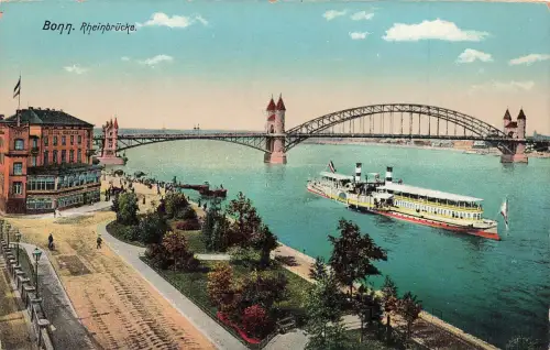 AK Bonn Rheinbrücke Dampfer Nordrhein-Westfalen ungelaufen Postkarte