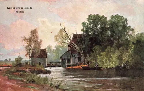 AK Lüneburger Haide Mühle Niedersachsen ungelaufen Postkarte