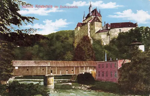 AK Kriebstein Schloss Kriebstein im Zschopautale Sachsen ungelaufen Postkarte