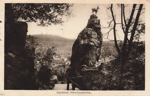 AK Karlsbad Karlovy Vary Hirschensprung Böhmen 1930 gelaufen Postkarte